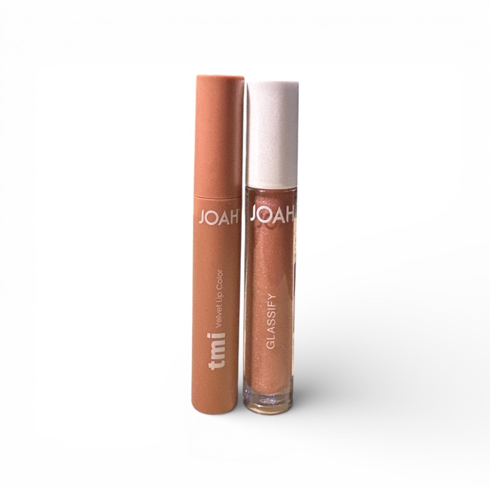 JOAH Lip Gloss Set - Soft Peach and Glittering Gold